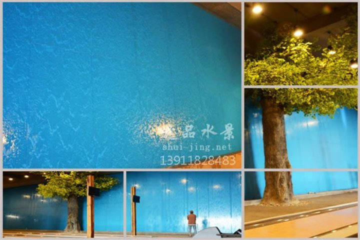 会所艺术玻璃水幕墙定制案例